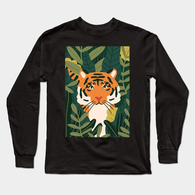 Jungle Tiger Long Sleeve T-Shirt by rafaelaper